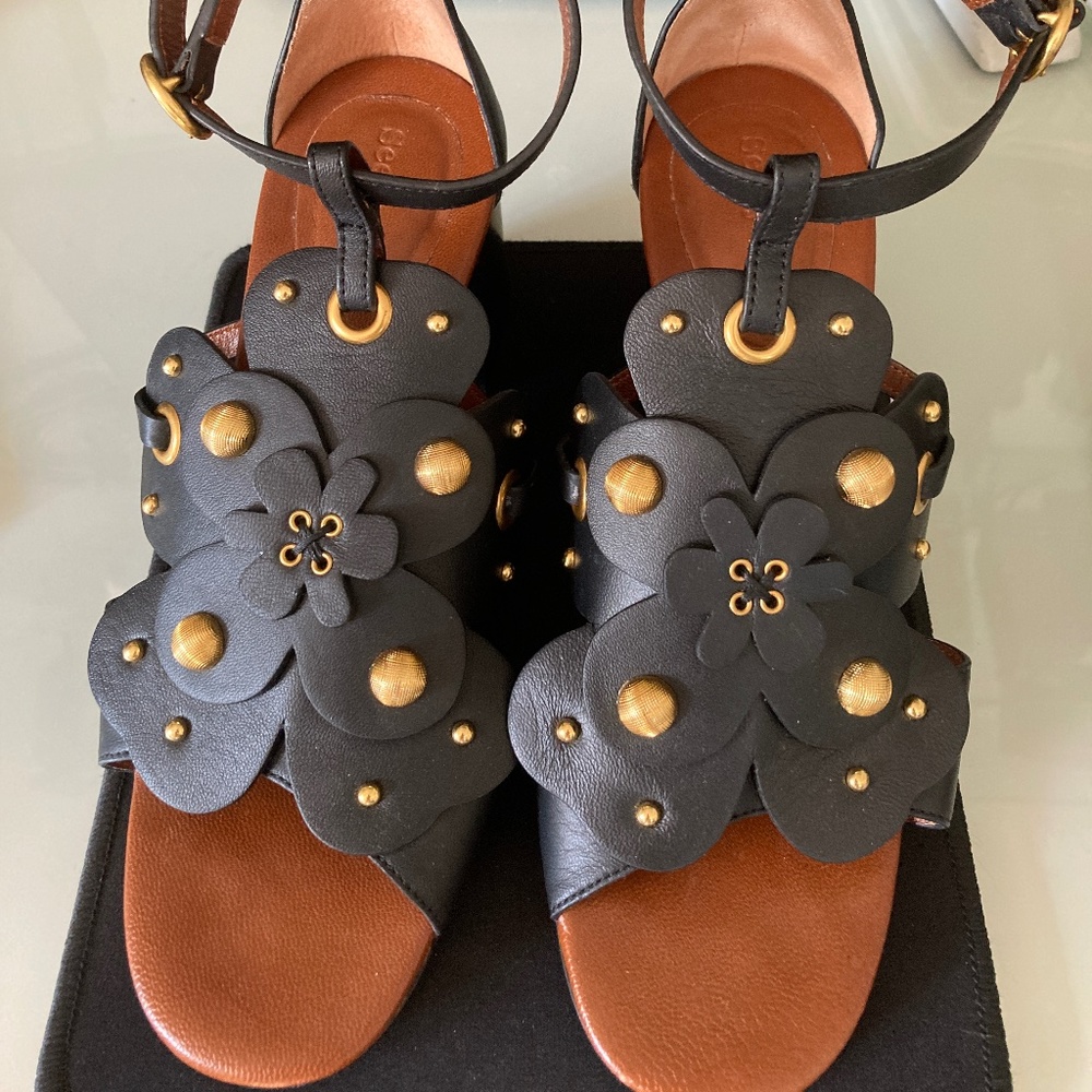 See by Chloe Black Stacked Heel Sandals